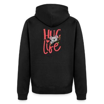 Hug life koala bear - Unisex Premium Bio Zip Hoodie - Schwarz - Hinten - Nico (187cm)