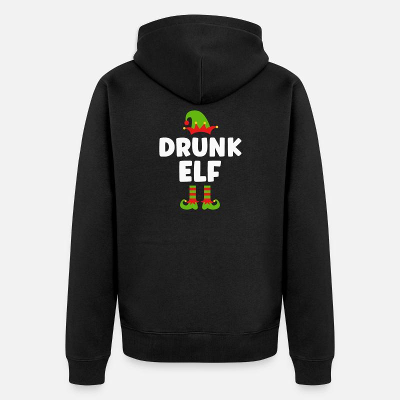 Noël drôle d’elfe ivre - Veste à capuche bio Premium Unisexe - noir