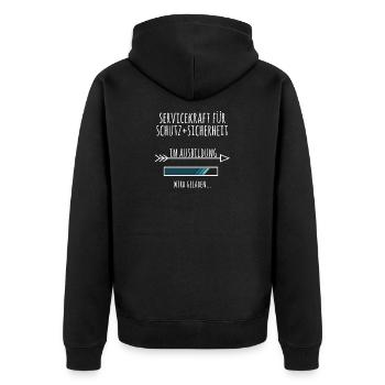 Servicekraft für Schutz und Sicherheit Ausbildung - Unisex Premium Bio Zip Hoodie - Schwarz - Hinten - Nico (187cm)