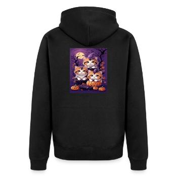Trio de Chatons au style d'Halloween - Veste à capuche bio Premium Unisexe - noir - Dos - Nico (187cm)