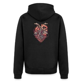 Fahhrad Herz Fahrradmechaniker - Unisex Premium Bio Zip Hoodie - Schwarz - Hinten - Nico (187cm)