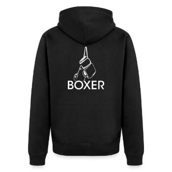 Boxer Icon Logo Verein boxen Symbol Illustration - Unisex Premium Bio Zip Hoodie - Schwarz - Hinten - Nico (187cm)