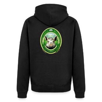 Cochon chanceux avec trèfles - Veste à capuche bio Premium Unisexe - noir - Dos - Nico (187cm)