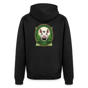 Cochon chanceux avec trèfles - Veste à capuche bio Premium Unisexe - noir - Dos - Nico (187cm)