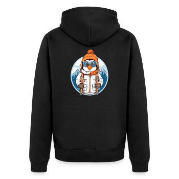 Pingouin mignon avec chapeau de laine - Veste à capuche bio Premium Unisexe - noir - Dos - Nico (187cm)