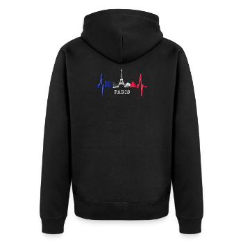 Paris Skyline Herzschlag Eiffelturm Frankreich - Unisex Premium Bio Zip Hoodie - Schwarz - Hinten - Nico (187cm)
