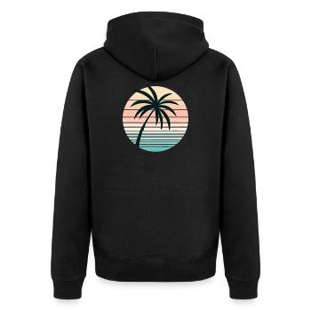Synthwave Palm - Unisex Premium Organic Zip Hoodie - black - Back - Nico (187cm)