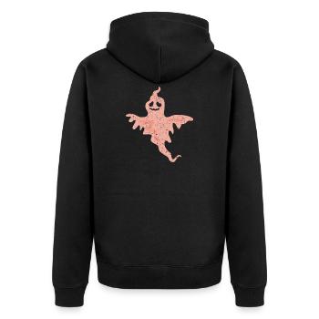 Geist Halloween - Unisex Premium Bio Zip Hoodie - Schwarz - Hinten - Nico (187cm)