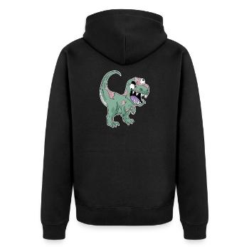 Dinosaurier Zombie Gruselig - Unisex Premium Bio Zip Hoodie - Schwarz - Hinten - Nico (187cm)