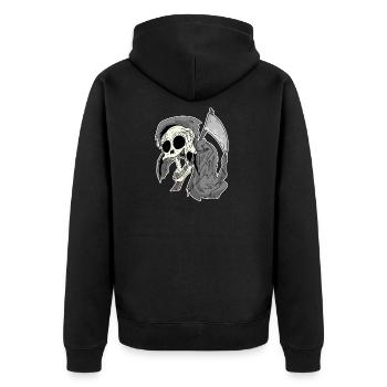 Grim Reaper laughs funny laugh - Unisex Premium Organic Zip Hoodie - black - Back - Nico (187cm)