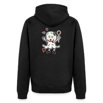 Halloween Gespenst Liebe Liebeskummer Herzschmerz - Unisex Premium Bio Zip Hoodie - Schwarz - Hinten - Nico (187cm)