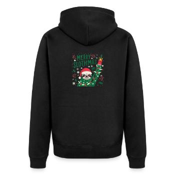 Merry slothmas Chemise animal paresseux de Noël, - Veste à capuche bio Premium Unisexe - noir - Dos - Nico (187cm)