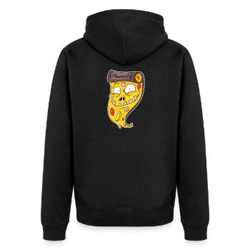 Pizza Zombie - Unisex Premium Bio Zip Hoodie - Schwarz - Hinten - Nico (187cm)