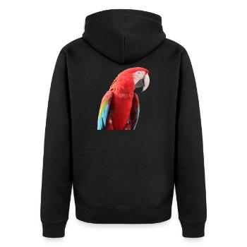 Papageien Vogel T-shirt Geschenk - Unisex Premium Bio Zip Hoodie - Schwarz - Hinten - Nico (187cm)