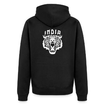 India - Tiger's Head - Unisex Premium Organic Zip Hoodie - black - Back - Nico (187cm)