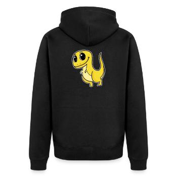 Dinosaur Motif - Unisex Premium Organic Zip Hoodie - black - Back - Nico (187cm)