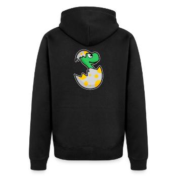 Dinosaurier Ei Dino Baby Motiv - Unisex Premium Bio Zip Hoodie - Schwarz - Hinten - Nico (187cm)