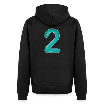 2 - Number - Number Two - Unisex Premium Organic Zip Hoodie - black - Back - Nico (187cm)