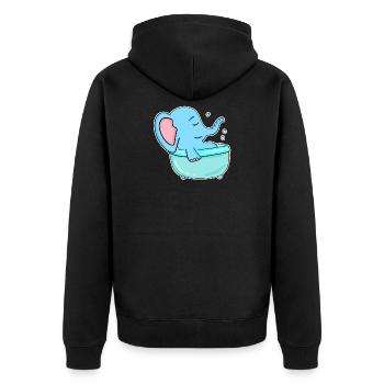 Badewanne Elefant - Unisex Premium Bio Zip Hoodie - Schwarz - Hinten - Nico (187cm)
