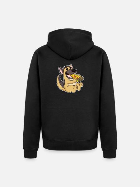 German Shepherd Dog Pizza - Unisex Premium Organic Zip Hoodie - black
