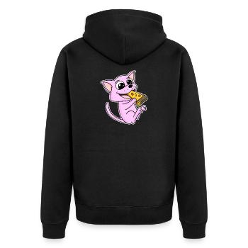 Sphynx Cat Pizza - Unisex Premium Organic Zip Hoodie - black - Back - Nico (187cm)