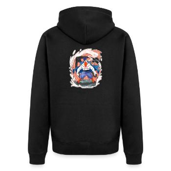 Gull - Unisex Premium Organic Zip Hoodie - black - Back - Nico (187cm)