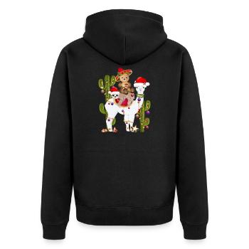 Christmas in Mexico Alpaca, Sloth and Bear - Unisex Premium Organic Zip Hoodie - black - Back - Nico (187cm)