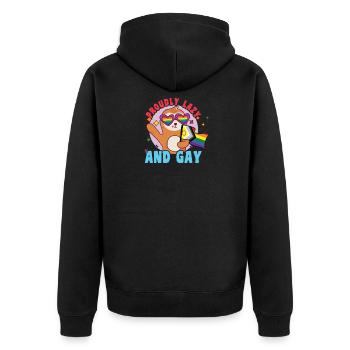Fabulous sloth life with LGBT flag - Unisex Premium Organic Zip Hoodie - black - Back - Nico (187cm)