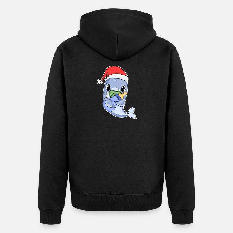 Requin bébé Noël - Veste à capuche bio Premium Unisexe - noir
