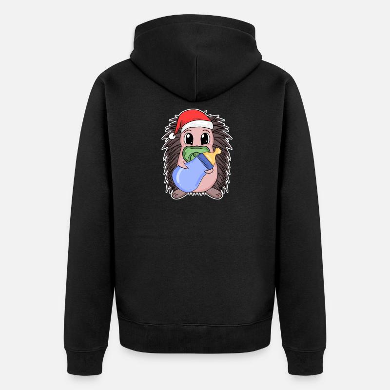 Hérisson bébé Noël - Veste à capuche bio Premium Unisexe - noir