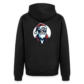 Hipster Weihnachtsmann - Weihnachts-Chic - Unisex Premium Bio Zip Hoodie - Schwarz - Hinten - Nico (187cm)
