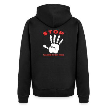 Stop Parle à ma main- Design de main drôle - Veste à capuche bio Premium Unisexe - noir - Dos - Nico (187cm)
