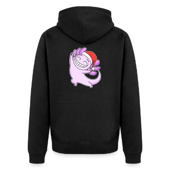 Axolotl Weihnachten - Unisex Premium Bio Zip Hoodie - Schwarz - Hinten - Nico (187cm)