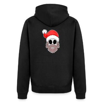 Weihnachtsmann Totenkopf - Unisex Premium Bio Zip Hoodie - Schwarz - Hinten - Nico (187cm)