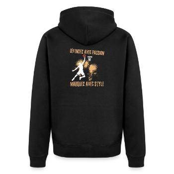 Basketball with Passion and Style - Unisex Premium Organic Zip Hoodie - black - Back - Nico (187cm)