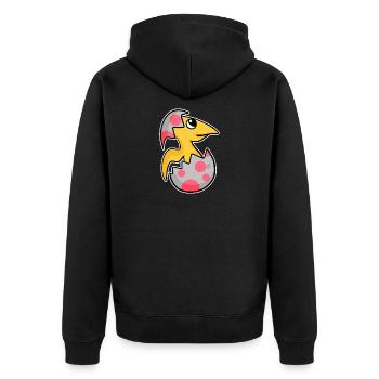Dinosaurier Ei Dino Baby Motiv - Unisex Premium Bio Zip Hoodie - Schwarz - Hinten - Nico (187cm)