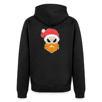 Weihnachtsmann Totenkopf - Unisex Premium Bio Zip Hoodie - Schwarz - Hinten - Nico (187cm)