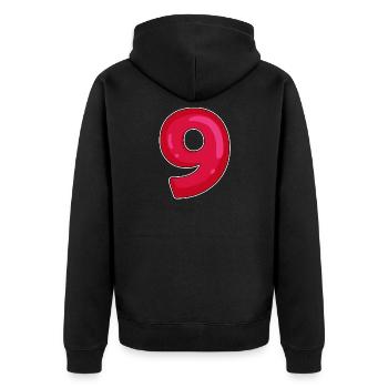 NINE - 9 - Digit red - Unisex Premium Organic Zip Hoodie - black - Back - Nico (187cm)