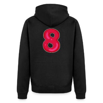 Number 8 Number Eight - Unisex Premium Organic Zip Hoodie - black - Back - Nico (187cm)