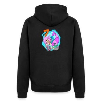Fille 7 ans 7e anniversaire sirène - Veste à capuche bio Premium Unisexe - noir - Dos - Nico (187cm)