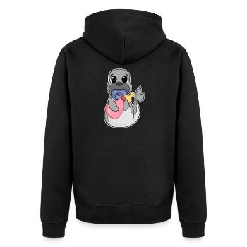 Motif bébé lion de mer - Veste à capuche bio Premium Unisexe - noir - Dos - Nico (187cm)