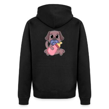 Baby Hund Motiv Hundehalter - Unisex Premium Bio Zip Hoodie - Schwarz - Hinten - Nico (187cm)
