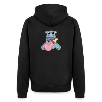 Baby Nashorn Motiv - Unisex Premium Bio Zip Hoodie - Schwarz - Hinten - Nico (187cm)