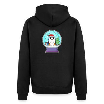 Pinguin Weihnachten - Unisex Premium Bio Zip Hoodie - Schwarz - Hinten - Nico (187cm)
