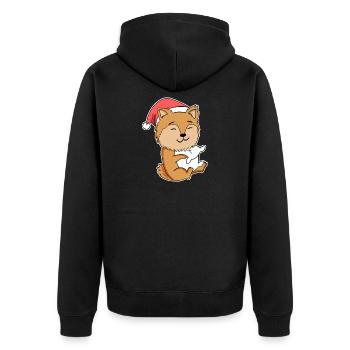 Zwergspitz Hund Tier Weihnachten - Unisex Premium Bio Zip Hoodie - Schwarz - Hinten - Nico (187cm)