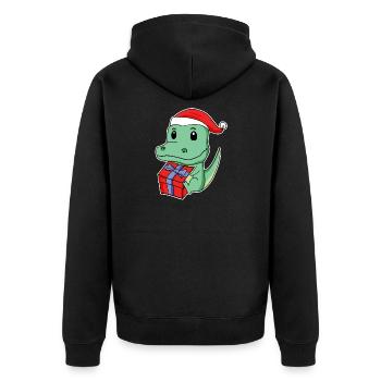 Crocodile avec bonnet de Père Noël - Veste à capuche bio Premium Unisexe - noir - Dos - Nico (187cm)