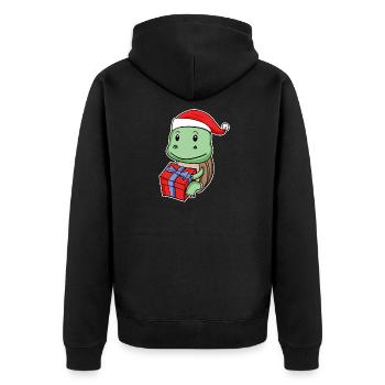 Tortue avec chapeau de Noël - Veste à capuche bio Premium Unisexe - noir - Dos - Nico (187cm)