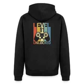 Level 11 freigeschaltet Lustiger Videospieler 11. Geburtstag - Unisex Premium Bio Zip Hoodie - Schwarz - Hinten - Nico (187cm)