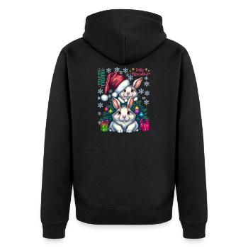Lapins de Pâques festifs avec chapeau de Noël - Veste à capuche bio Premium Unisexe - noir - Dos - Nico (187cm)