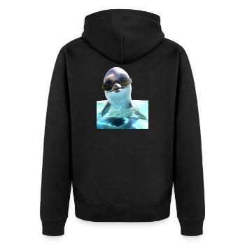 Dolphin Sunglasses Love Dolphins Cute Dolphin - Unisex Premium Organic Zip Hoodie - black - Back - Nico (187cm)